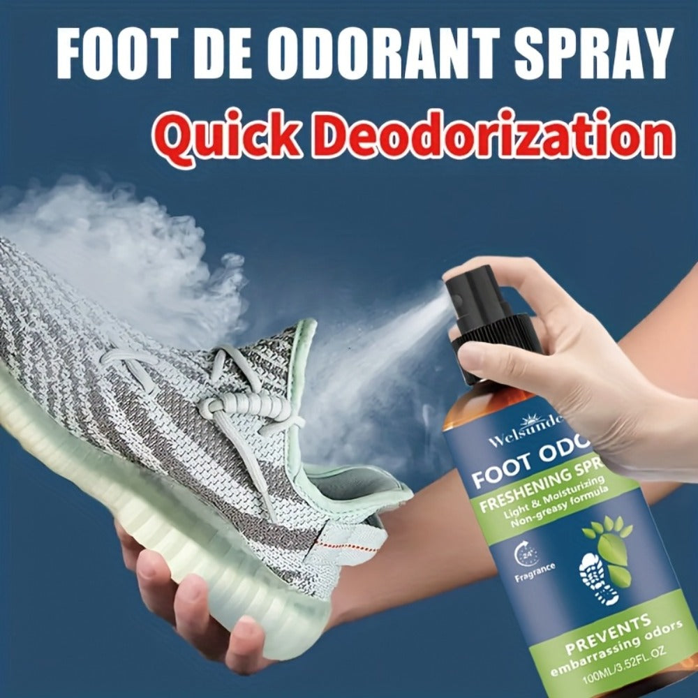 Foot & Shoe Deodorant Spray - Odor Control & Long-Lasting Freshness, Quick-Absorbing Non-Greasy Formula, Hypoallergenic, 100ml/3.52fl.oz, for Men & Women