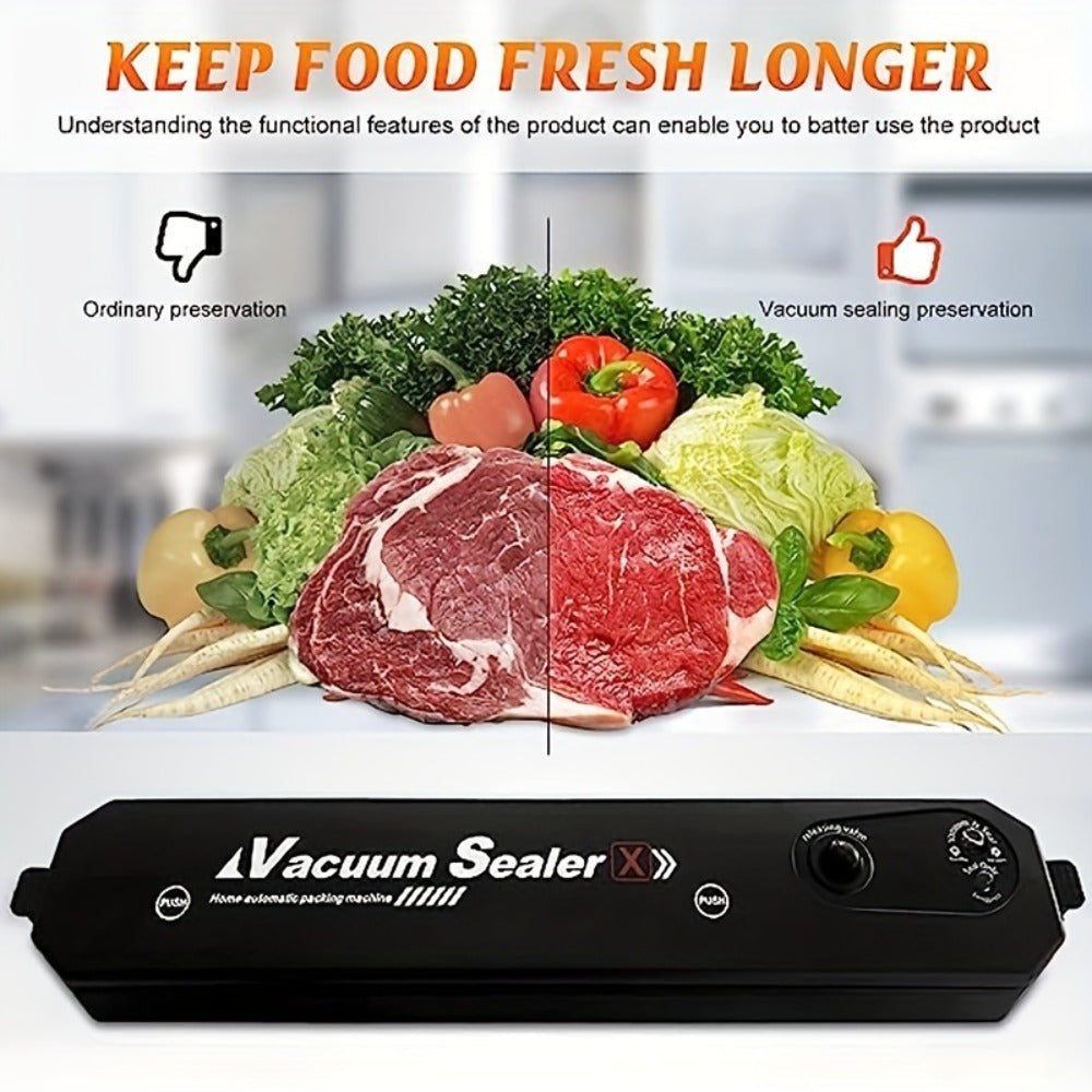 Vacuum Sealer Machine with 50 Vacuum Storage Bags ¨C 2-in-1 Vacuum & Heat Sealing, One-Button Operation, Food Preservation Sealer for Freshness, Black or White