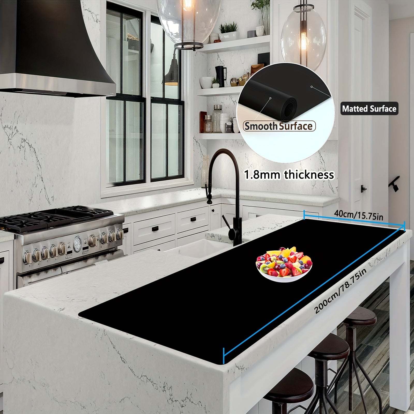 Extra Large Silicone Mat for Kitchen Counter ¨C Nonslip Heat Resistant Countertop Protector, Nonstick Waterproof Craft Mat & Placemat, Multiple Sizes & Colors