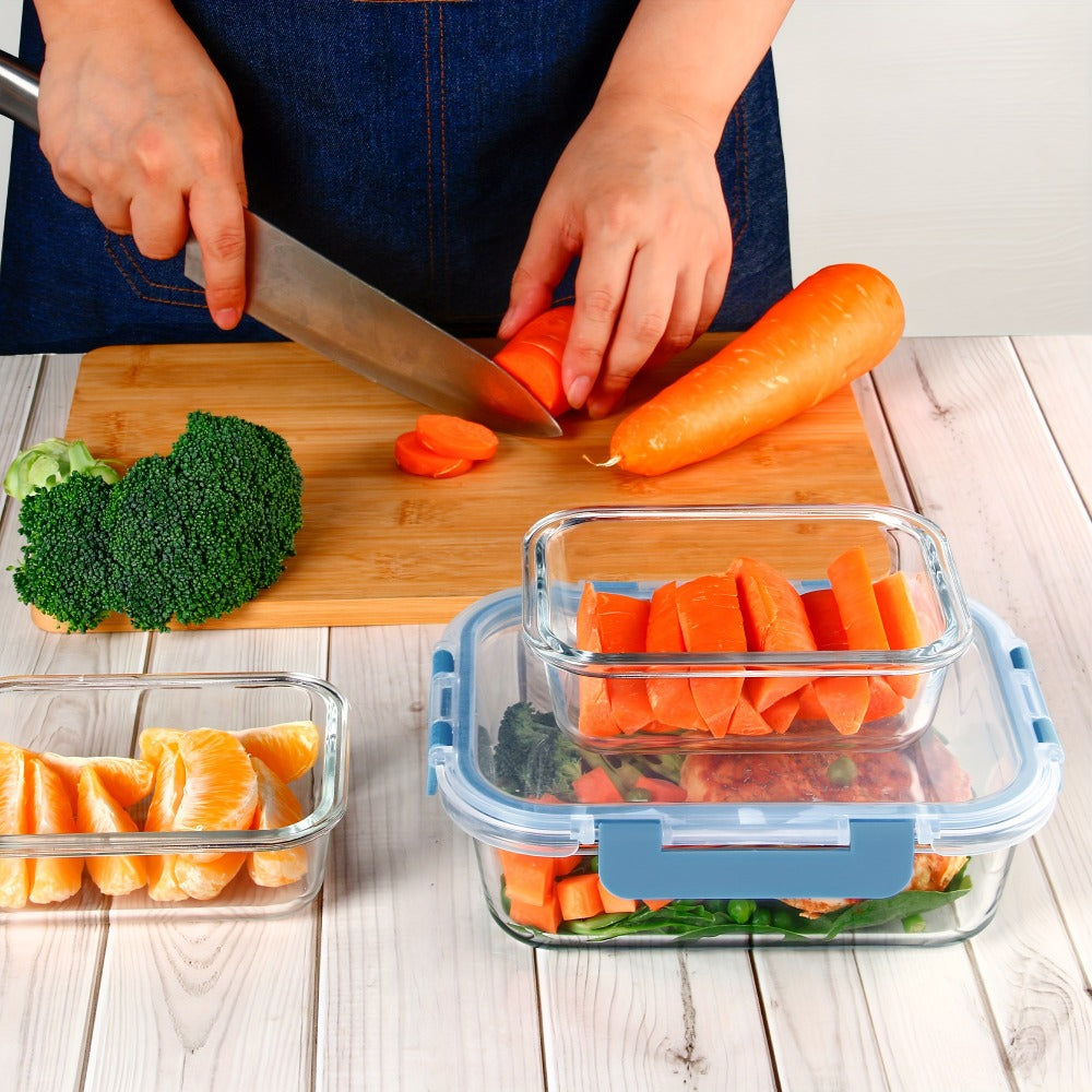 Glass Food Storage Containers with Airtight Lids - Borosilicate Glass Meal Prep Containers Set, Microwave Dishwasher Freezer Safe, BPA Free, Leak Proof Lunch Containers for Kitchen