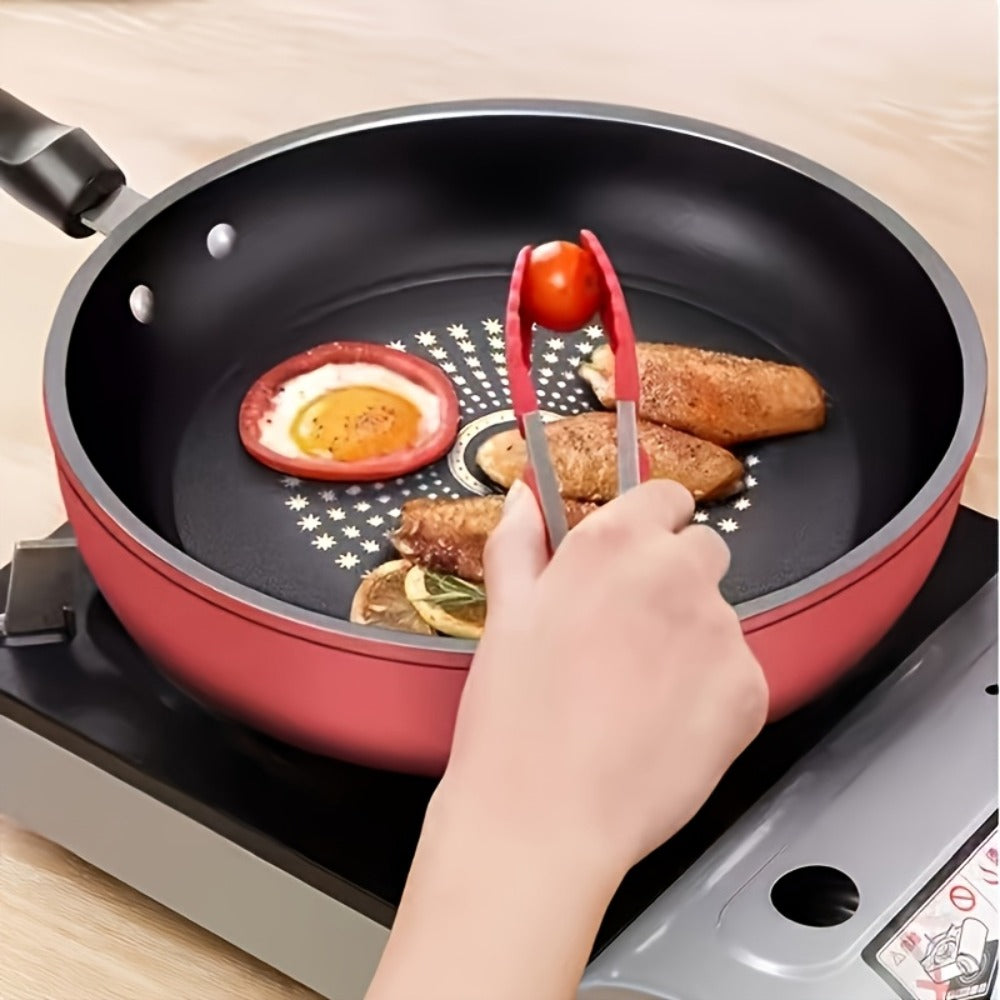Cast Iron Frying Pan Non-Stick with Lid 9.45 Inch - Powder Coated Skillet Compatible with Induction Gas Electric Stove, Smoke-Reducing Healthy Cookware for Fried Eggs Steak Pancakes, Red Cast Iron Pan
