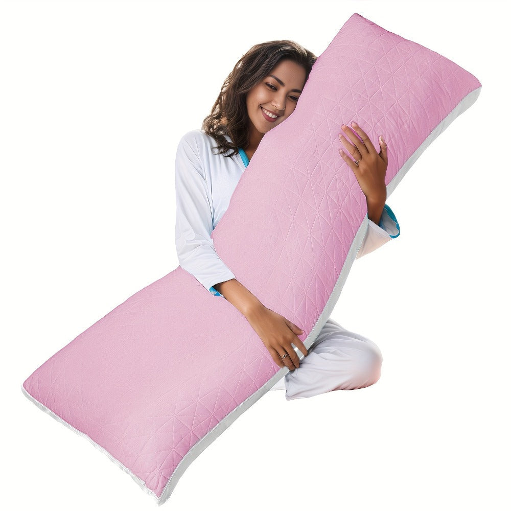 Body Pillow 20x54 Inch Cooling Memory Foam ¨C Full Body Pillow for Adults Side Sleepers, Firm Long Sleeping Pillow for Stomach Back Support, Pregnancy Pillow, Washable Cover, Grey White Pink