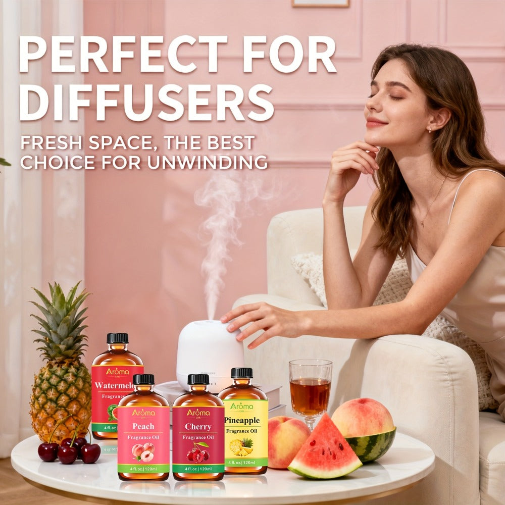 Fruit Fragrance Oil 4oz ¨C Sweet Scented Oils for Diffuser, Candle Making, Soap, Massage & Hair Care | Strawberry, Blueberry, Peach, Watermelon, Cherry & More