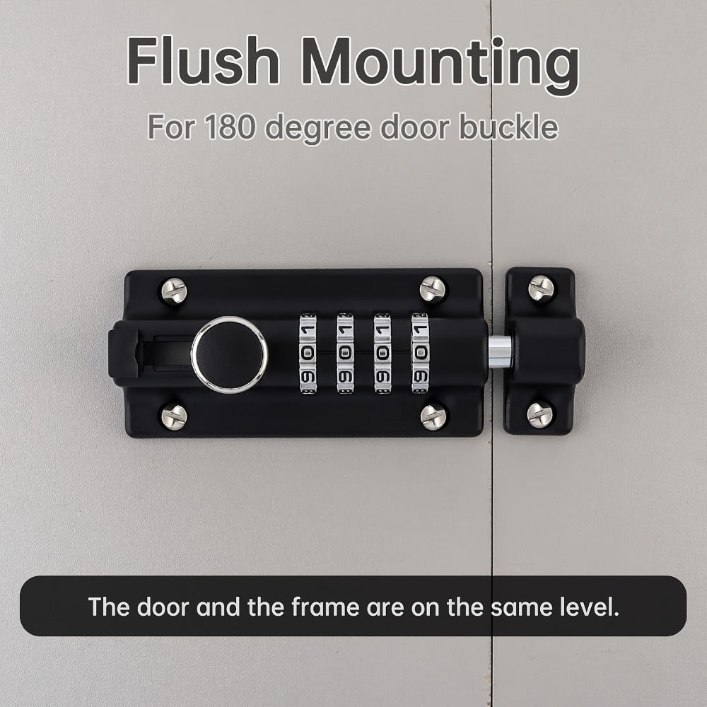 Combination Bolt Lock 4-Digit Heavy Duty Zinc Alloy Sliding Security Lock ¨C Keyless Door Bolt with Screwdriver Set for Shed Gate Fence & Outdoor Doors, Black