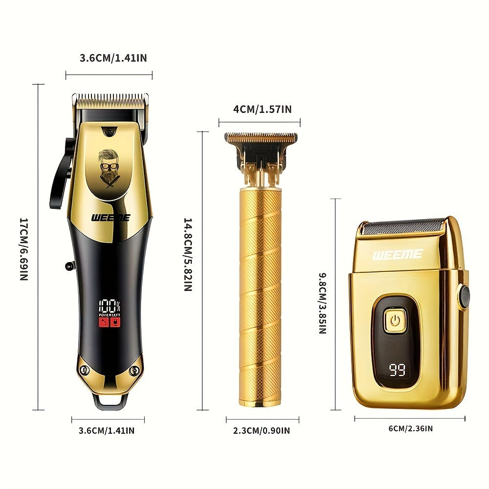 Men's Professional Hair Clipper and Trimmer Set Wireless USB Rechargeable Hair Cutting Kit for Hair and Beard Precise Grooming Gift for Dad Boyfriend Father's Day