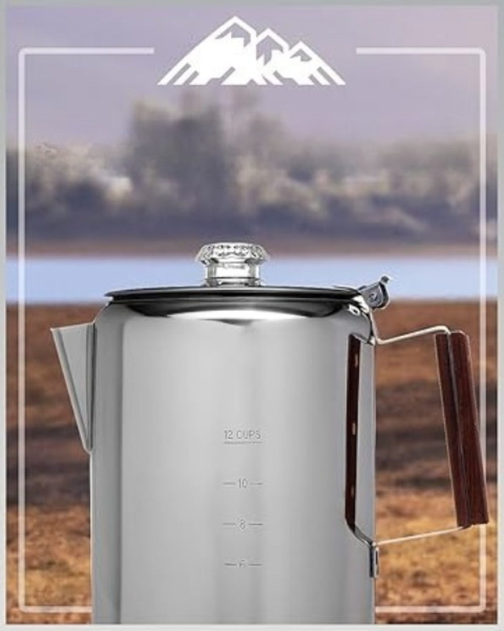 304 Stainless Steel Stovetop Moka Pot Coffee Maker 9 Cup - No Electricity Needed, Works on Gas Stove, Campfire & Grill