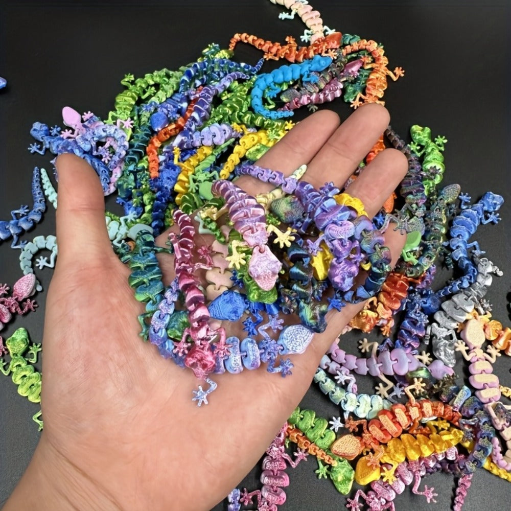 3D Printed Gecko Statues Set 101pcs Miniature Lizard Figurines Home Decor Desk Ornaments Lucky Charm Collectible Sculptures Gift for Mom Dad Birthday Holiday