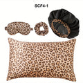 Leopard Print Pillow Covers Set of 4 with Sleep Mask and Headband Machine Washable Polyester Woven Fabric Travel Bedroom Decorative Pillowcase