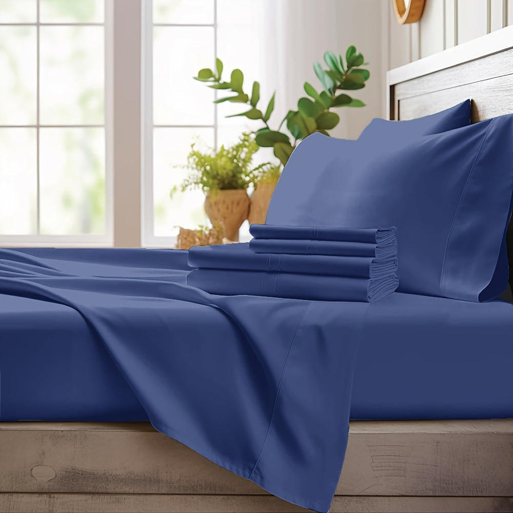 Bamboo Cooling Sheet Set 4pcs ¨C Deep Pocket Fitted Sheet Flat Sheet Pillowcases for Hot Sleepers Twin Full Queen King
