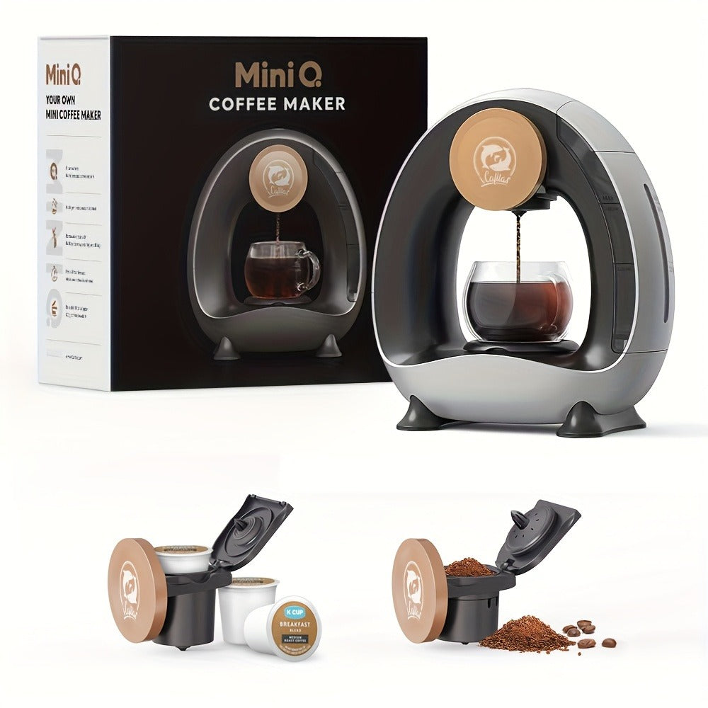 Single Serve Coffee Maker 2-in-1 K-Cup Compatible and Coffee Grounds - Mini Drip Coffee Machine 4-8oz Fast Brew for Home Office Travel Dorm, Compact Coffee and Tea Maker with Removable Tank Quiet Operation