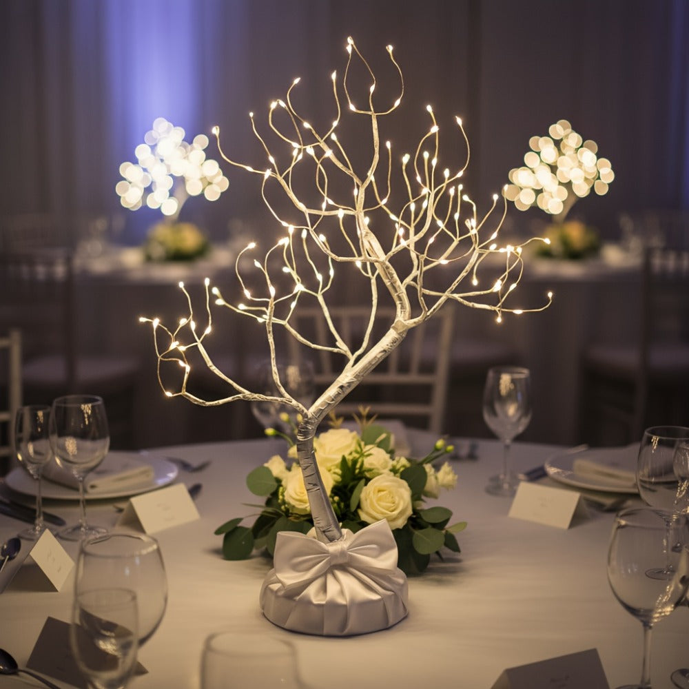 LED Bonsai Tree Light Tabletop Fairy Tree Lamp 108 LEDs 8 Lighting Modes Timer 20 Inch Warm White Silvery Branches Battery USB for Home Bedroom Party Wedding Christmas Holiday Decor