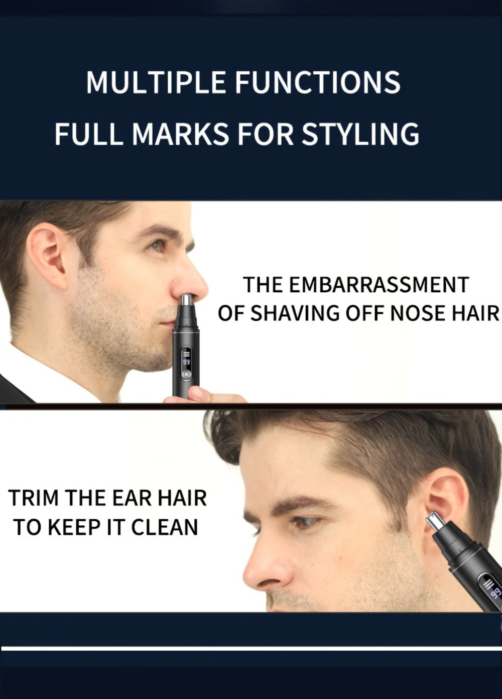 Electric Nose Trimmer with LED Display ¨C USB Rechargeable Painless Facial Hair Removal Device for Men & Women, Nose Ear & Eyebrow Trimmer, Upgraded Grooming Tool, Ideal Gift