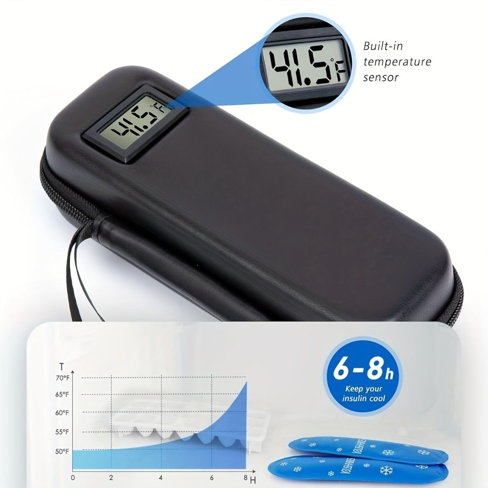 Insulin Cooler Travel Case with Temperature Display ¨C Portable Diabetic Medication Bag with 2 TSA Approved Ice Packs for Insulin Pens, Vials & Diabetic Supplies, Keeps Insulin Cold Up to 12 Hours