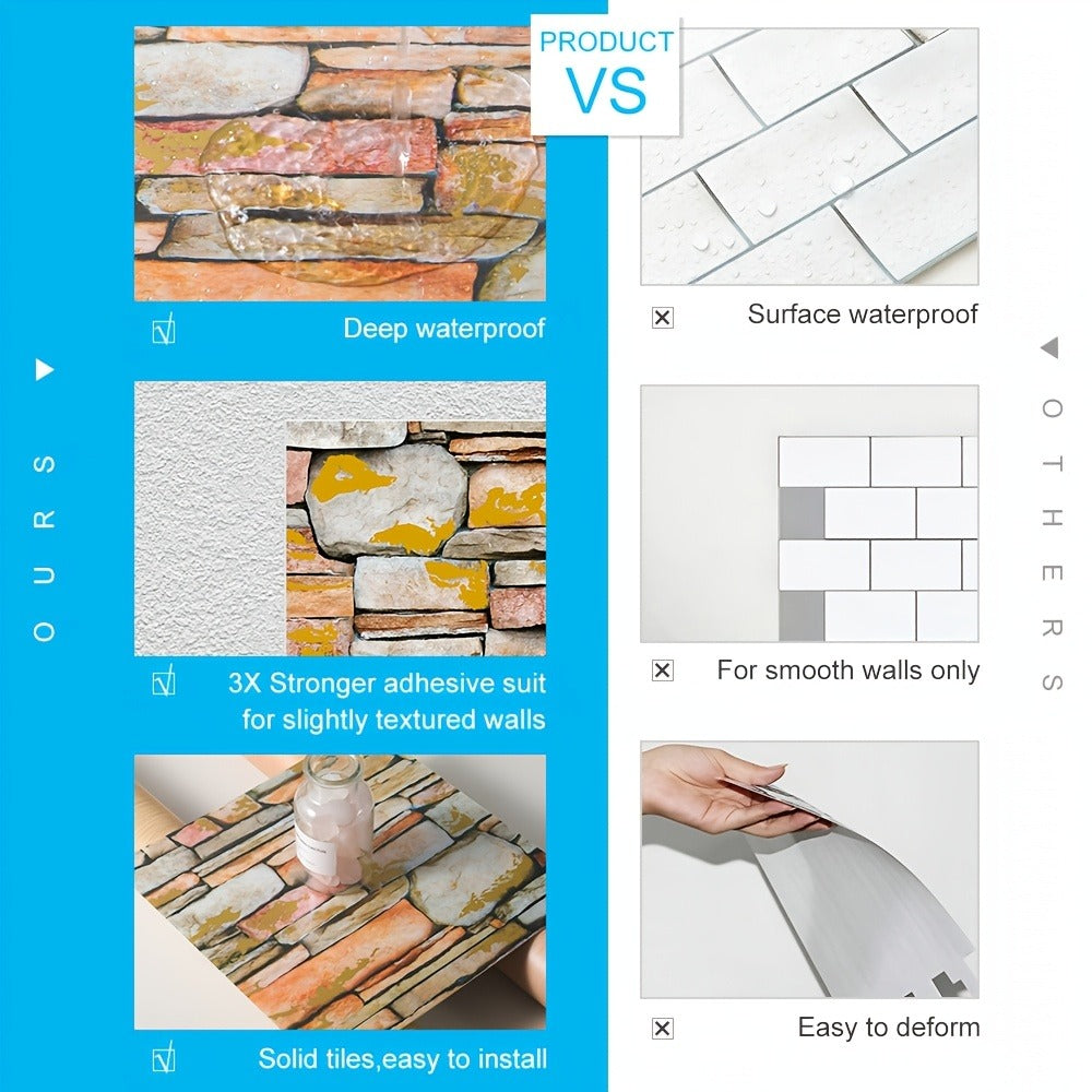 Marble Floor & Wall Decals 40-Pack Self-Adhesive Waterproof Removable Vinyl Sheets ¨C Luxury Marble Pattern Tile Stickers for Bathroom, Kitchen & Living Room