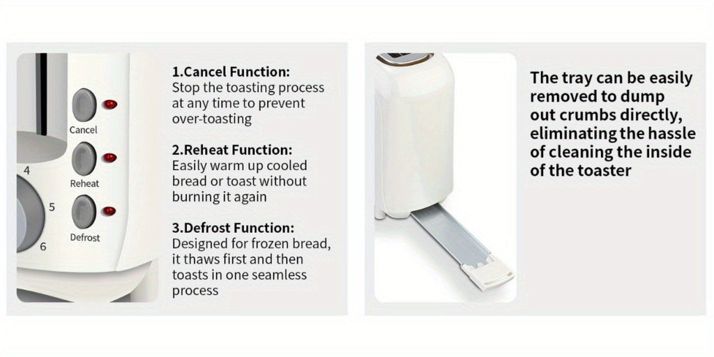 Slim Toaster 2-Slice ¨C SEEDEEM 6-Setting Shade Control, Cancel, Reheat & Defrost, Removable Crumb Tray, 750W Compact Fits-Anywhere Design for Bread, Waffles & Bagels, 6 Colors Available