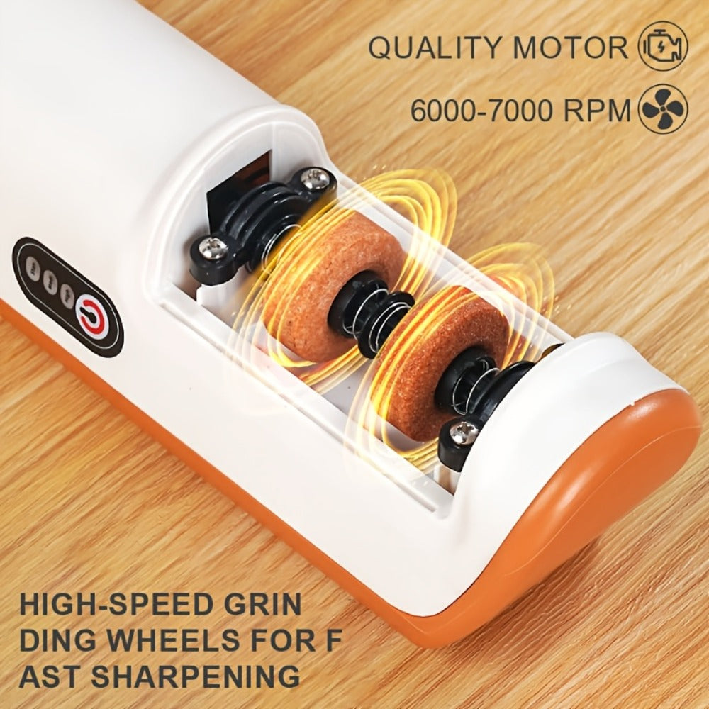 Electric Knife Sharpener 2-Stage ¨C Automatic Professional Kitchen Knife Sharpener with Built-In Guides & Sanding Wheel for All Knives, Santoku, Fillet, Chef & Hunting Blades