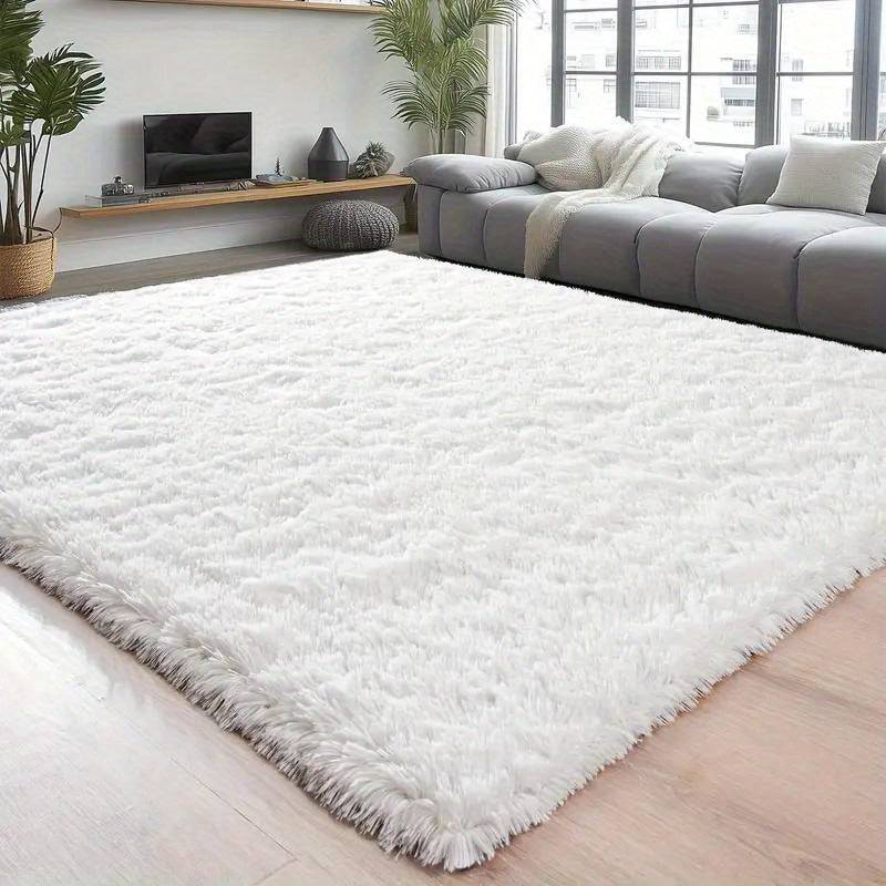 Fluffy Area Rug White Soft High Pile Washable Non-Slip | Plush Shaggy Carpet for Living Room Bedroom Dorm | Large Rectangle Indoor Rug 5x8 6x9 8x10 ft | Holiday Home Decor Gift