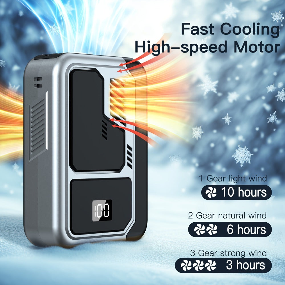 3-in-1 Desk Fan & Neck Fan & Waist Fan | USB Rechargeable 3000mAh Portable Cooling Fan, 3-Speed Ultra-Quiet Operation, Hands-Free Wearable Design for Outdoor Work, Travel & Summer Gifting