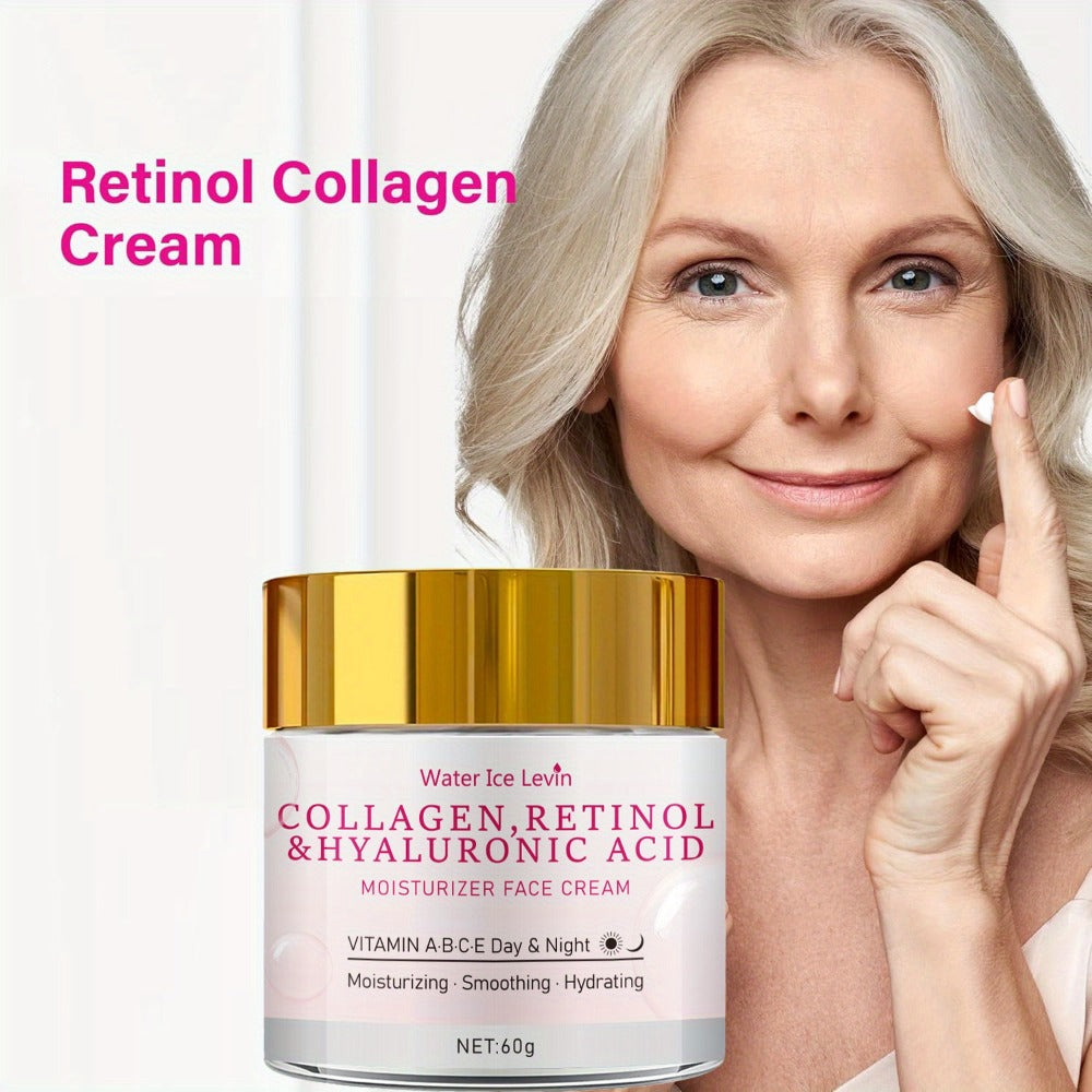 Collagen Retinol Moisturizer Face Cream with Hyaluronic Acid & Jojoba Oil Deep Hydration Anti-Aging Nourishing Radiance Smoothing Cream for All Skin Types Lightweight Formula