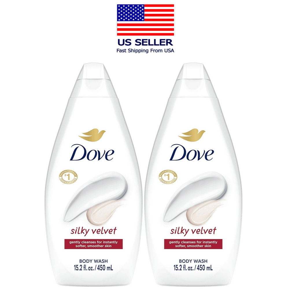 Dove Body Wash Silky Velvet 2-Pack 450ml ¨C Moisturizing Shower Gel with Silk Proteins for Soft, Smooth & Nourished Skin