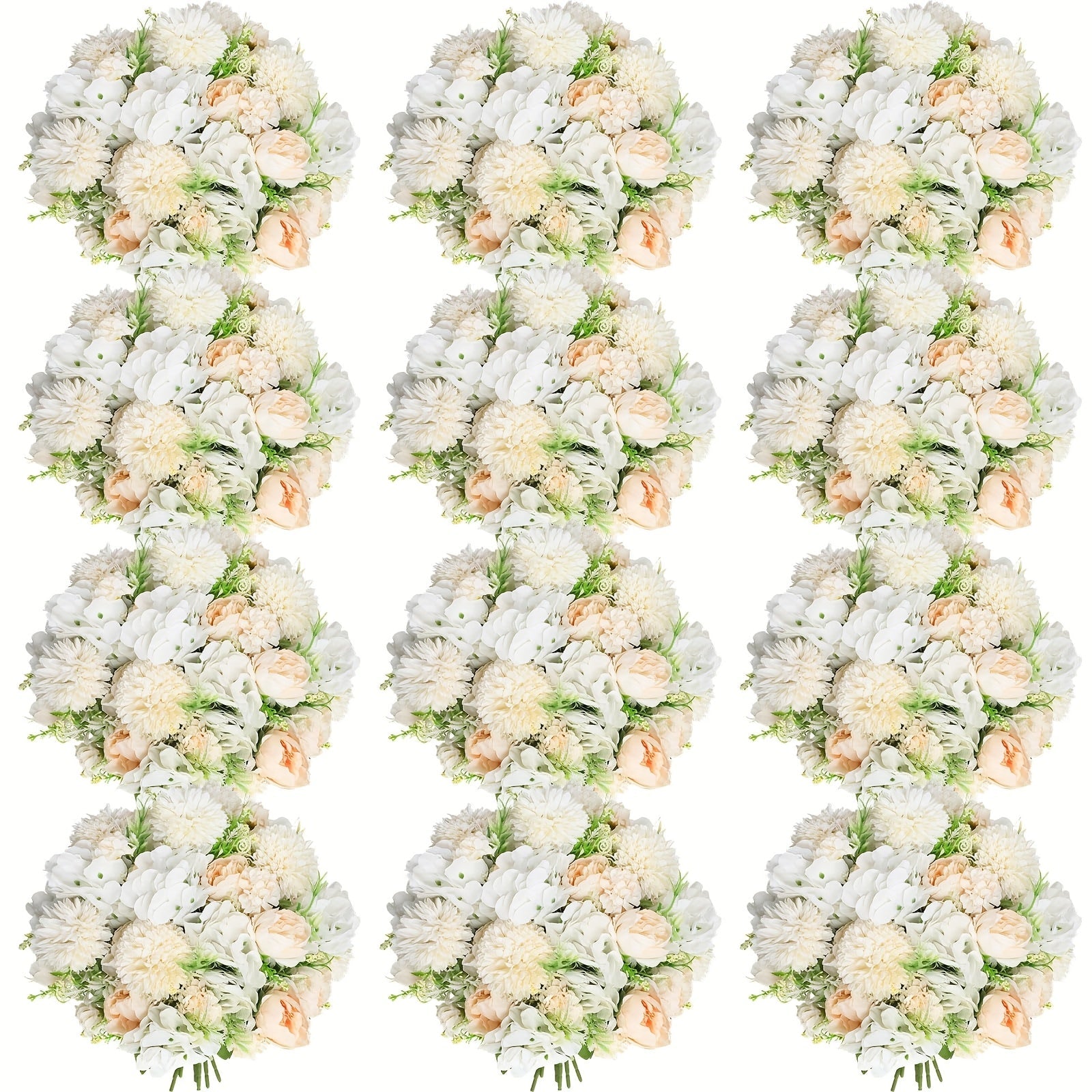 Artificial Peony Flowers 12 Bundles - Faux Peony & Hydrangea Bouquet for Wedding Centerpiece, Table Floral Arrangement, Vase Decor, Home & Holiday Decoration (Blue White, Pink, Purple, White, Green)