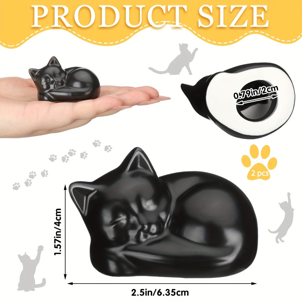 Black Cat Ceramic Toilet Bolt Caps 2-Pack - Decorative Cat Toilet Bolt Screw Cover Caps, Cute Bathroom Decor for Cat Lovers, Fun Themed Bathroom Accessories & Replacement Parts