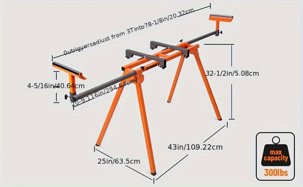 Miter Saw Stand with 78-1/8¡± Sliding Rail ¨C 3-Step Quick Fold, 22LB Lightweight, 330LB Capacity, Universal Fit for DeWalt Makita Bosch & Most Miter Saw Brands