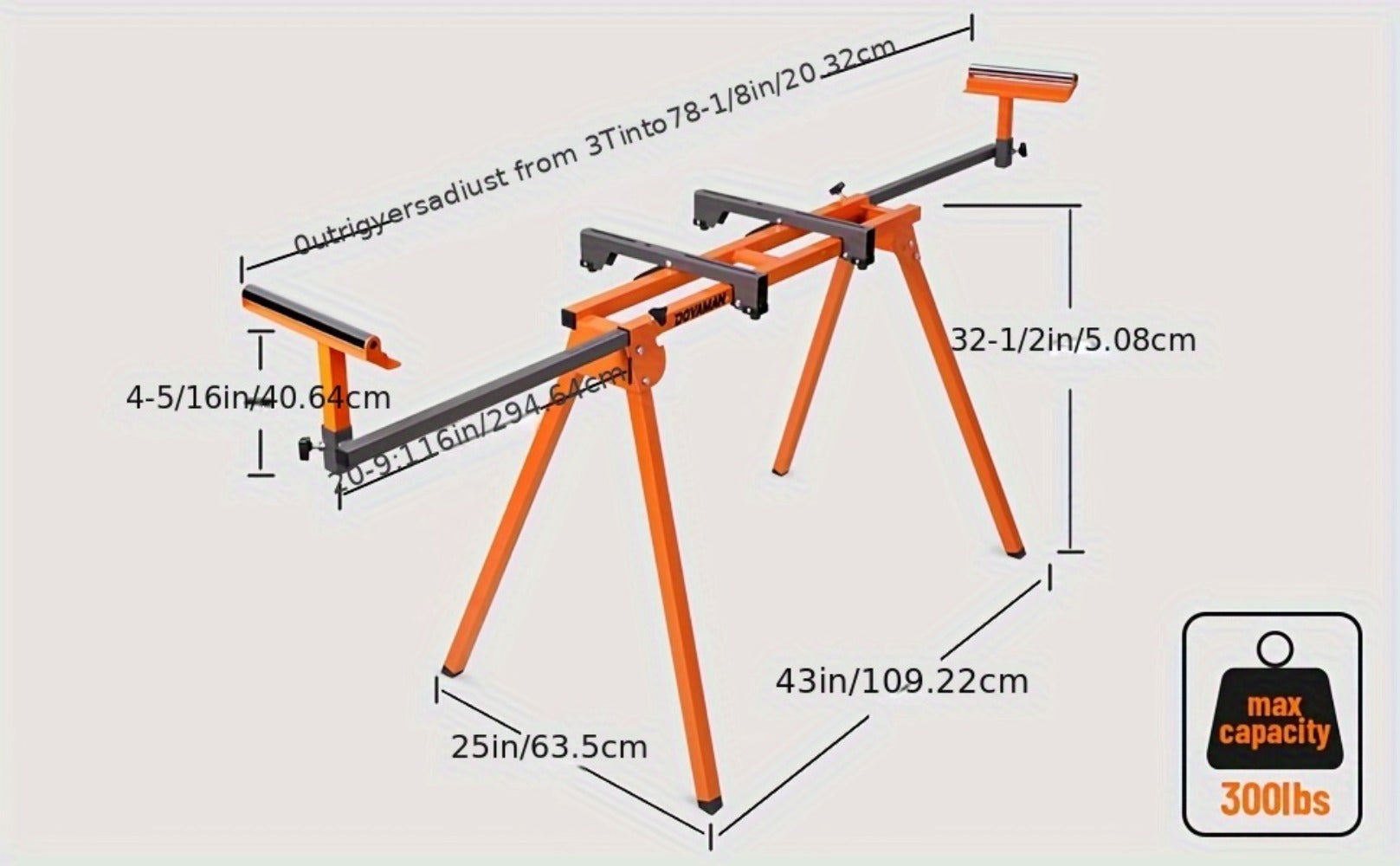 Miter Saw Stand with 78-1/8¡± Sliding Rail ¨C 3-Step Quick Fold, 22LB Lightweight, 330LB Capacity, Universal Fit for DeWalt Makita Bosch & Most Miter Saw Brands