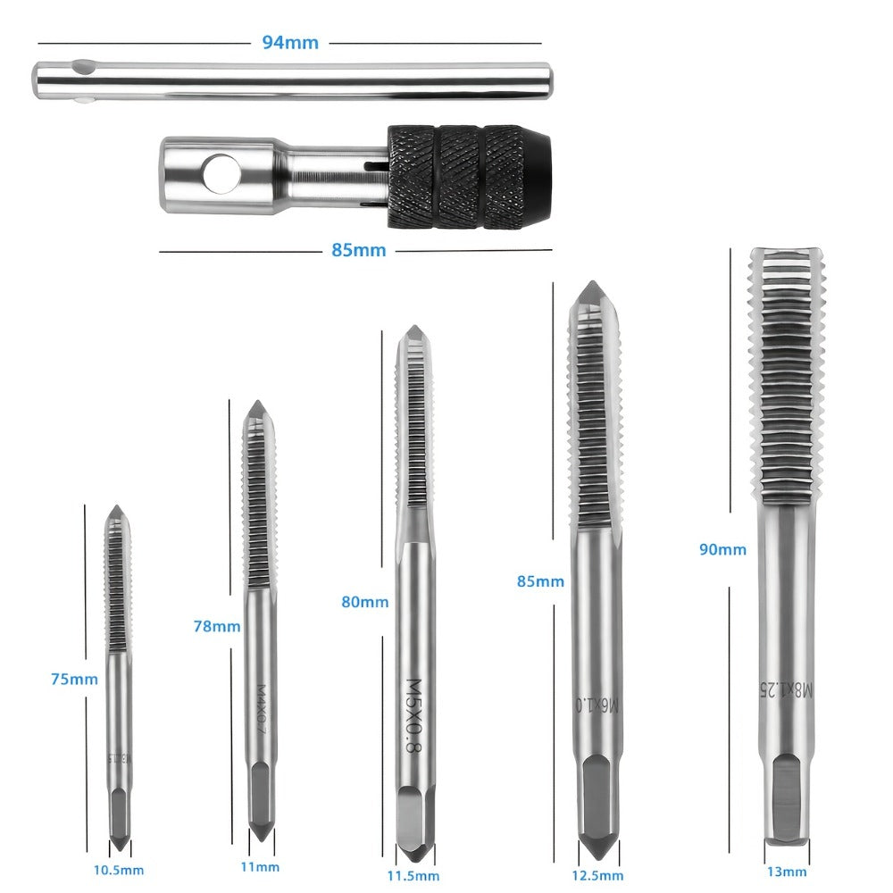 Tap and Die Set Metric ¨C 12-Piece & 40-Piece M3-M12 Thread Plug Straight Taper with Pitch Calipers & Wrench, Internal & External Threading Tool Kit for Metal, DIY & Home Repair