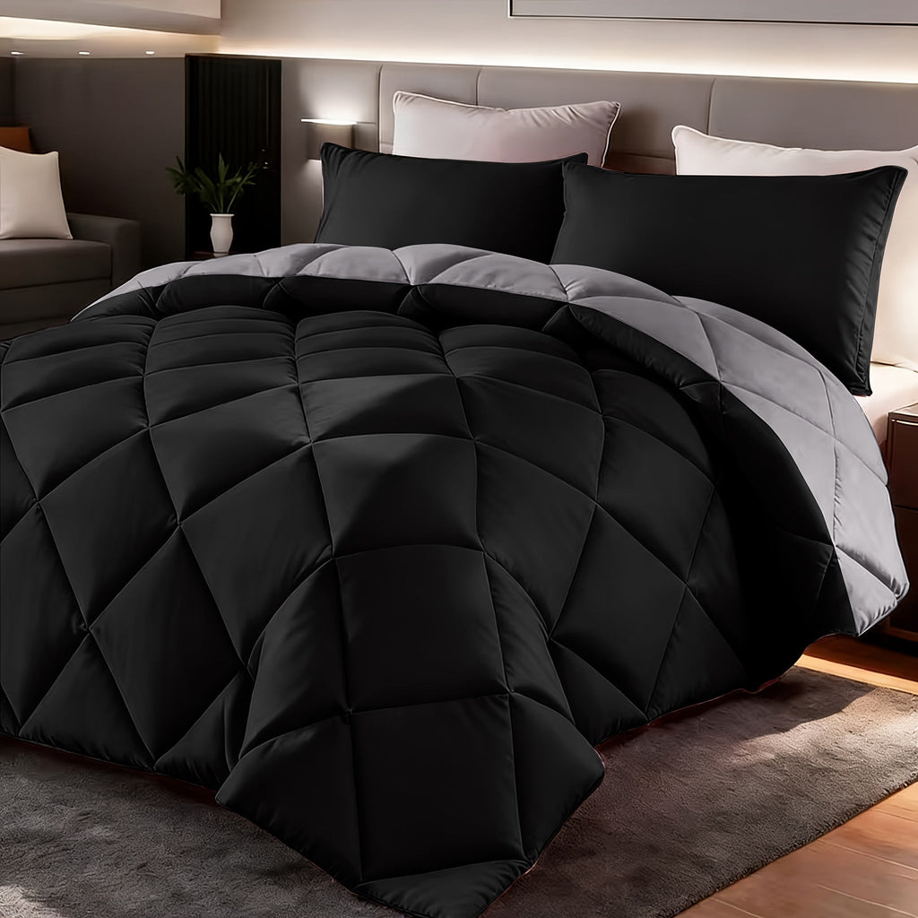 Comforter Set 2-3 Piece Rhombus Grid Luxury - Soft Lightweight Breathable Oversized Bedding Set with Pillowcases, All Season Twin Queen King, 24 Colors Available