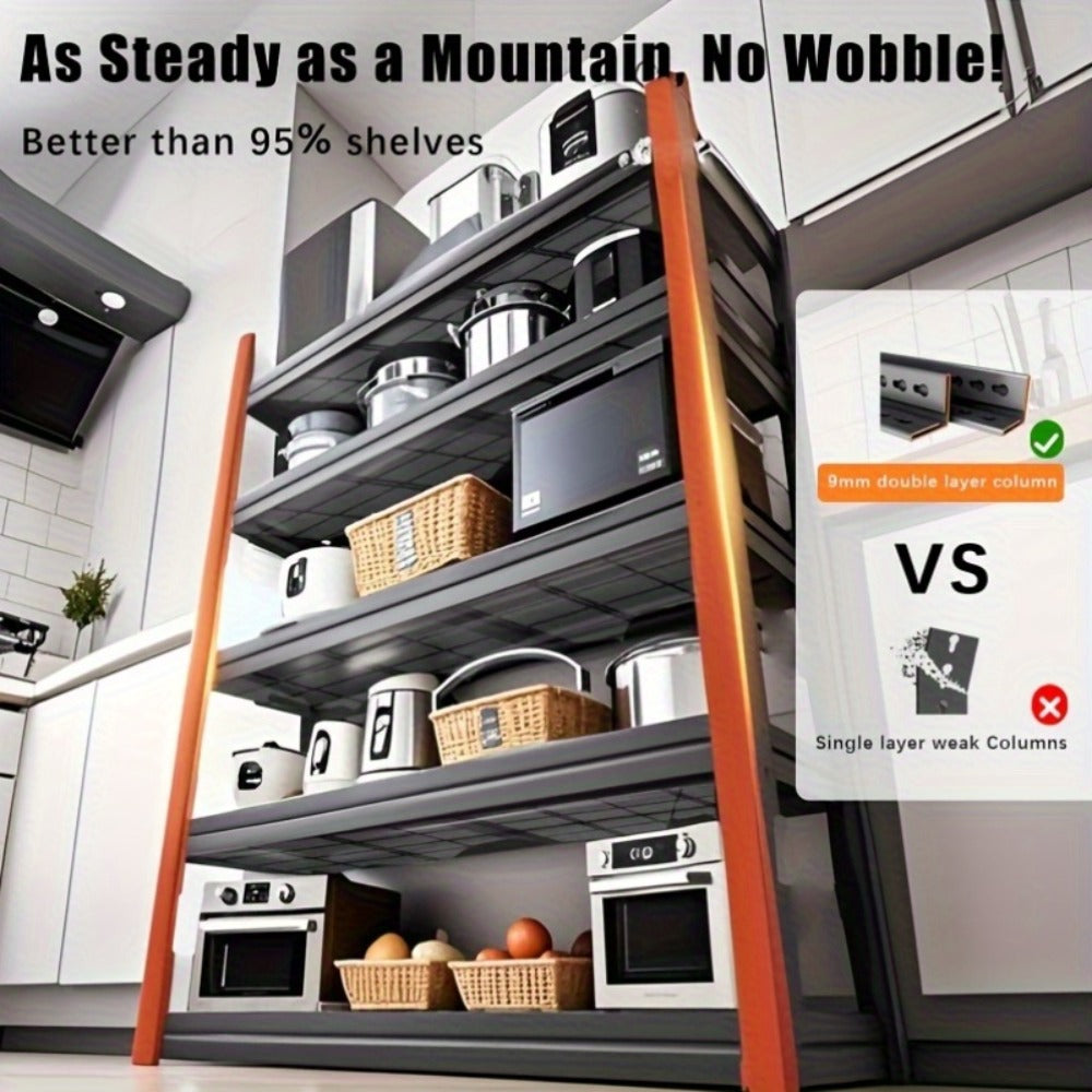 2500LBS Garage Storage Shelves Adjustable Metal Shelving 72¡± ¨C Upgrade Double Layer Column Commercial Grade Utility Rack | 5-Tier Steel Shelf for Warehouse, Basement, Kitchen & Pantry | 35.5¡±W ¡Á 16¡±D ¡Á 72¡±H Black