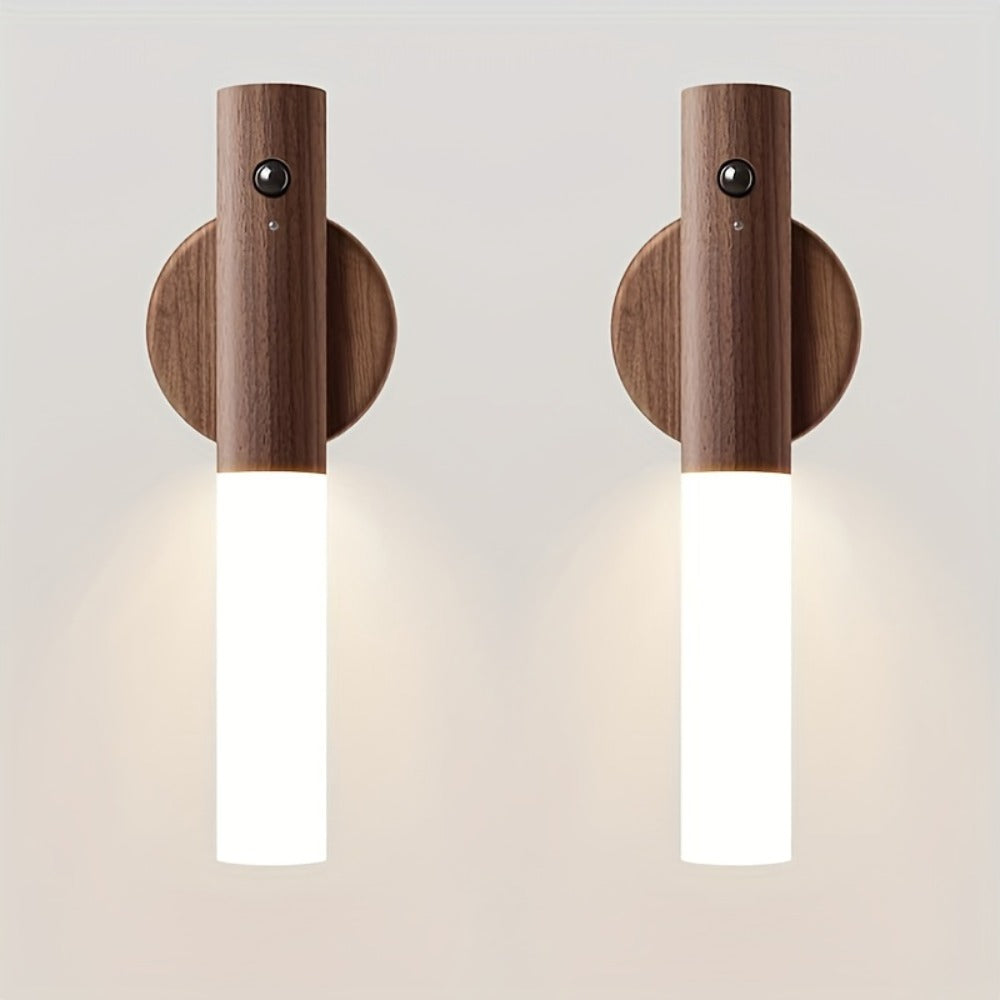 Motion Sensor Night Light Rechargeable 2-Pack - Wireless Magnetic LED Wall Light IPX4 Waterproof, USB Charging, Human Body Sensor for Bedroom, Kitchen, Bathroom, Hallway, Anti-Fall Safety Lighting