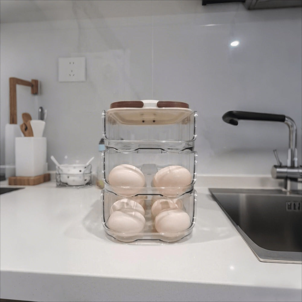 Egg Organizer for Refrigerator, Multi-Layer Auto-Rolling Egg Rack with Large Capacity ¨C Space-Saving Egg Storage Dispenser for Fridge, Cabinet & Countertop, Ideal for Busy Families