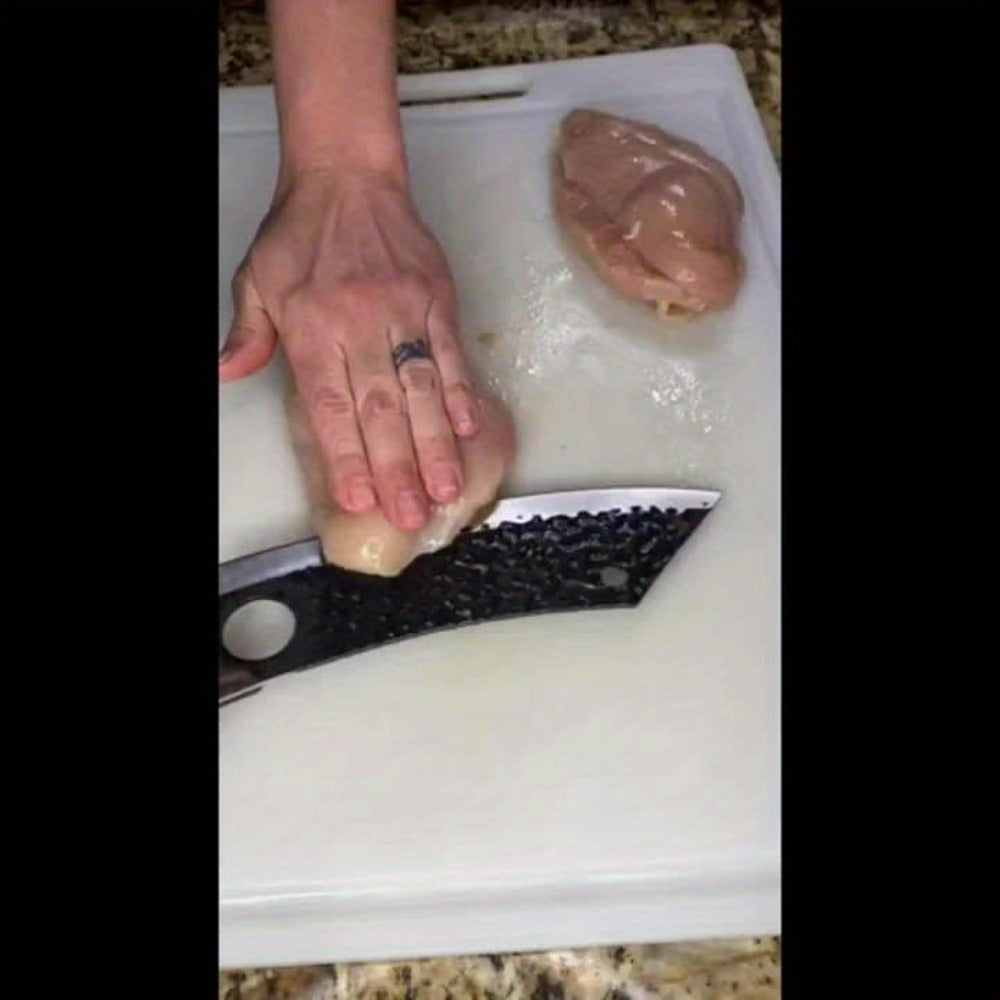 Butcher Knife 8 Inch Hand Forged High Carbon Steel Cleaver ¨C Meat & Vegetable Chopping Knife with Finger Hole, Wooden Handle