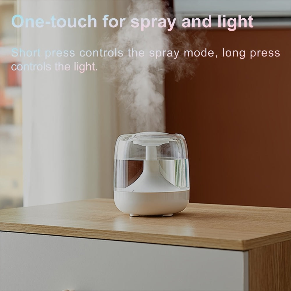 USB Humidifier with 7-Color Night Light ¨C Silent 26dB Double Mist Visible Water Tank 24-Hour Runtime for Bedroom Living Room Office Desktop Home Decor Gift