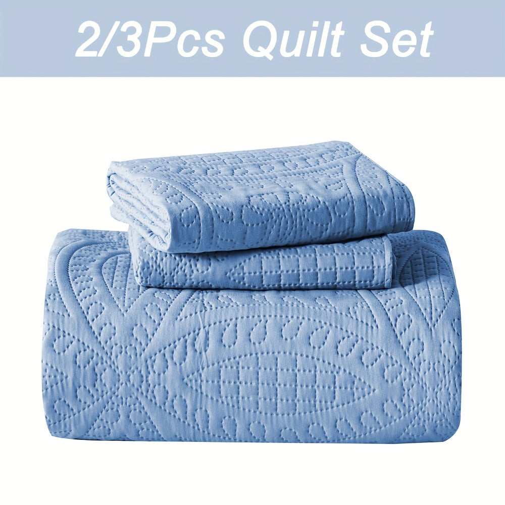 Quilt Set 2-3pcs ¨C Lightweight Microfiber Bedspread Coin Pattern Coverlet All Seasons Twin Full Queen King Cal King