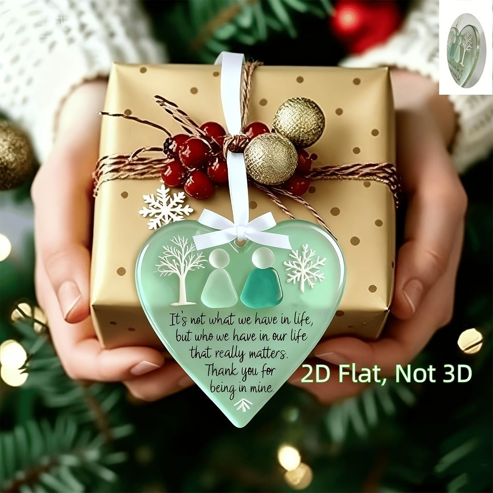 Acrylic Heart Friendship Ornaments 15 Pack ¨C Heart-Shaped Sea Hanging Decor with Inspirational Quote, Christmas Tree Ornaments, Car Charm & Best Friend Gift Set