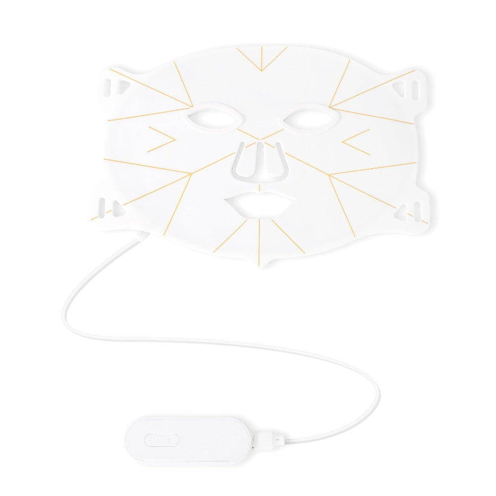 LED Face Mask 7 Color Light Therapy Photon Skin Rejuvenation Mask Portable Silicone Beauty Device USB Rechargeable Anti-Aging Acne Wrinkle Treatment for Women Men Black White