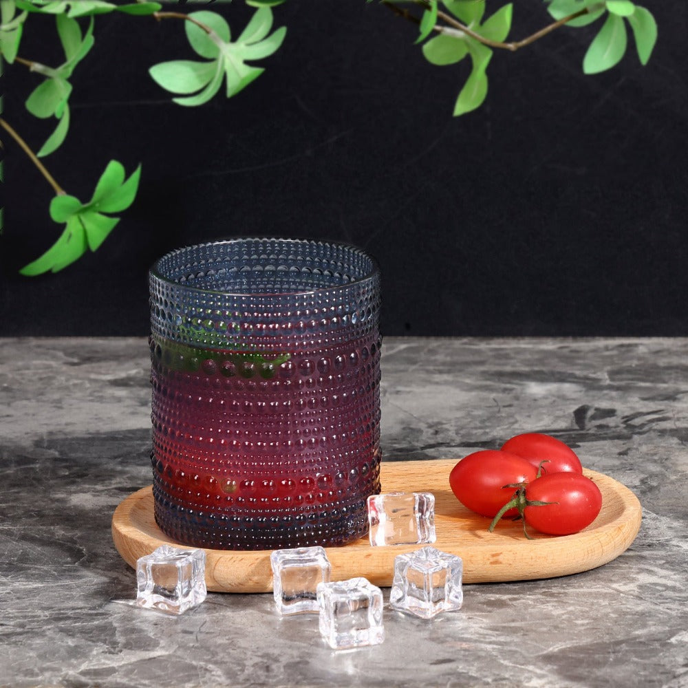 Hobnail Drinking Glasses Set 12pcs ¨C 12oz Highball & 10oz Cocktail Vintage Embossed Boho Glassware for Beer, Juice, Tea, Milk