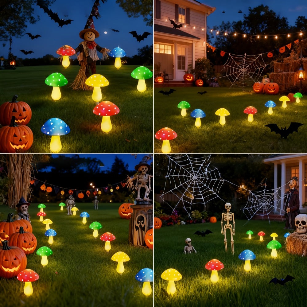 Solar Mushroom Lights Outdoor 8 Pack ¨C 8 Lighting Modes, Color Changing Garden Stake Lights for Yard, Pathway, Halloween & Holiday Decor ¨C Solar Powered Waterproof Mushroom Garden Lights