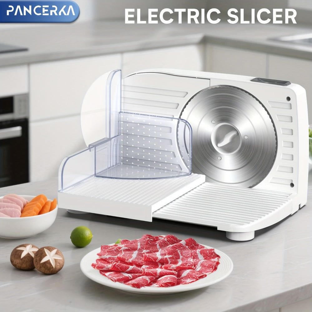 Electric Meat Slicer 0-15mm Adjustable Thickness ¨C Home & Commercial Deli Food Cutter for Meat, Vegetables, Fruits, Bread & Lamb, Stainless Steel Blade, Easy to Clean Kitchen Slicing Machine