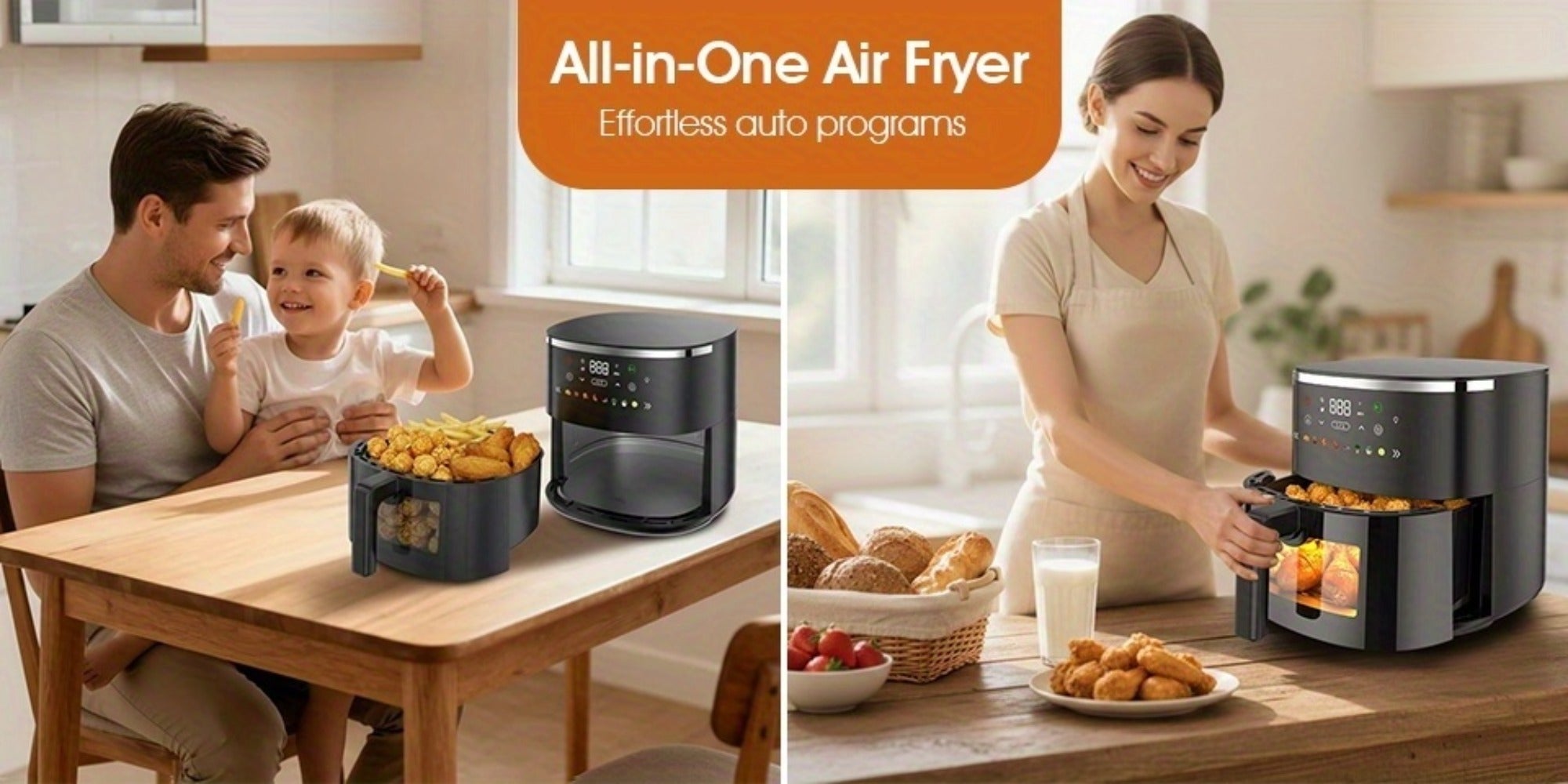 Air Fryer 6QT with 8 Preset Functions, Visible Window, Adjustable Temperature & Timer ¨C Large Capacity Oil-Free Cooker for Crispy Fries, Chicken, Vegetables & More, Easy to Clean Home Kitchen