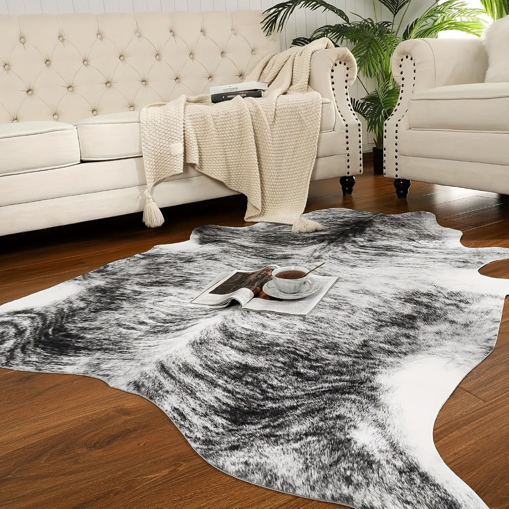 Cowhide Area Rug Faux Animal Print Rug Western Style Non-Slip Floor Mat for Living Room Bedroom Dining Room Office Boho Home Decor Cow Print Carpet