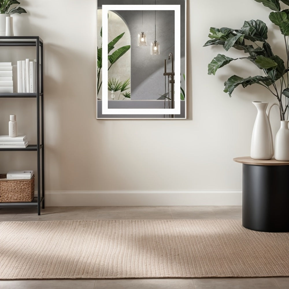 LED Bathroom Mirror with Anti-Fog ¨C Dimmable Vanity Mirror, 3 Color Lighting Modes, Dual Light Source, Wall Mounted Horizontal or Vertical, Tempered Glass, Multiple Sizes