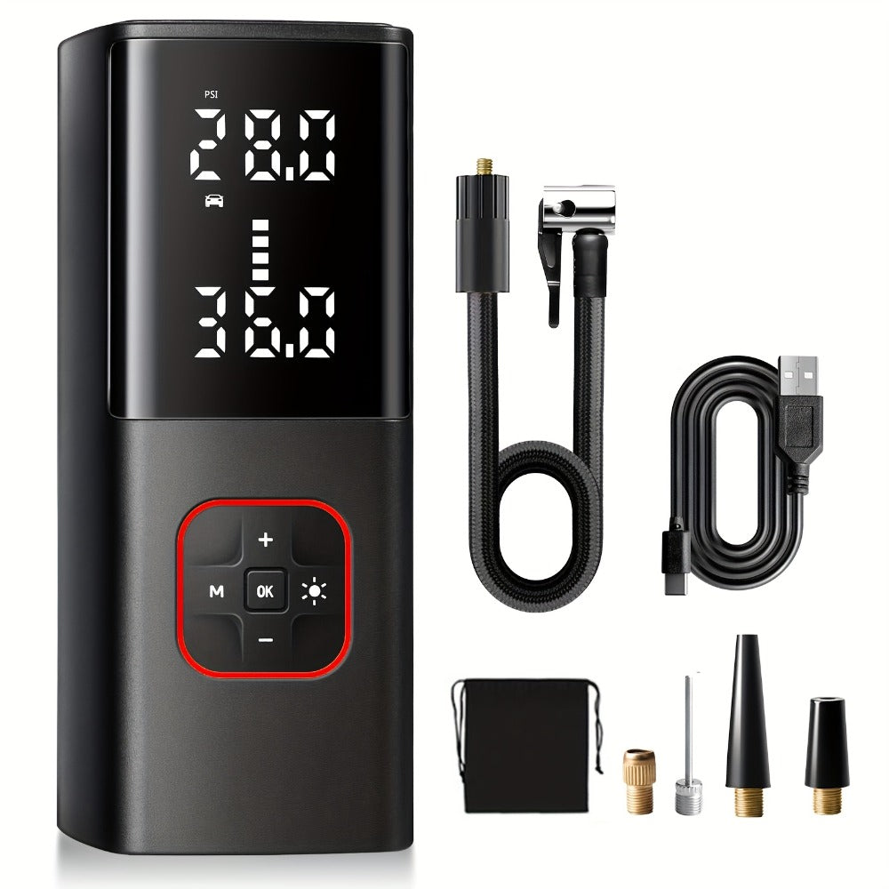 Portable Tire Inflator Air Compressor - 160 PSI 20000mAh Cordless Tire Pump 4X Faster with LED Light for Car, Bicycle, Motorcycle & Ball