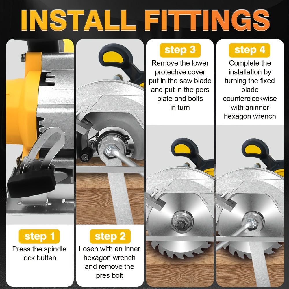 Brushless Circular Saw Kit 5-Inch 6900RPM with 4000mAh Battery Charger 4 Blades 45 Degree Bevel Cordless Wood Cutting Saw for Woodworking Garden DIY Projects