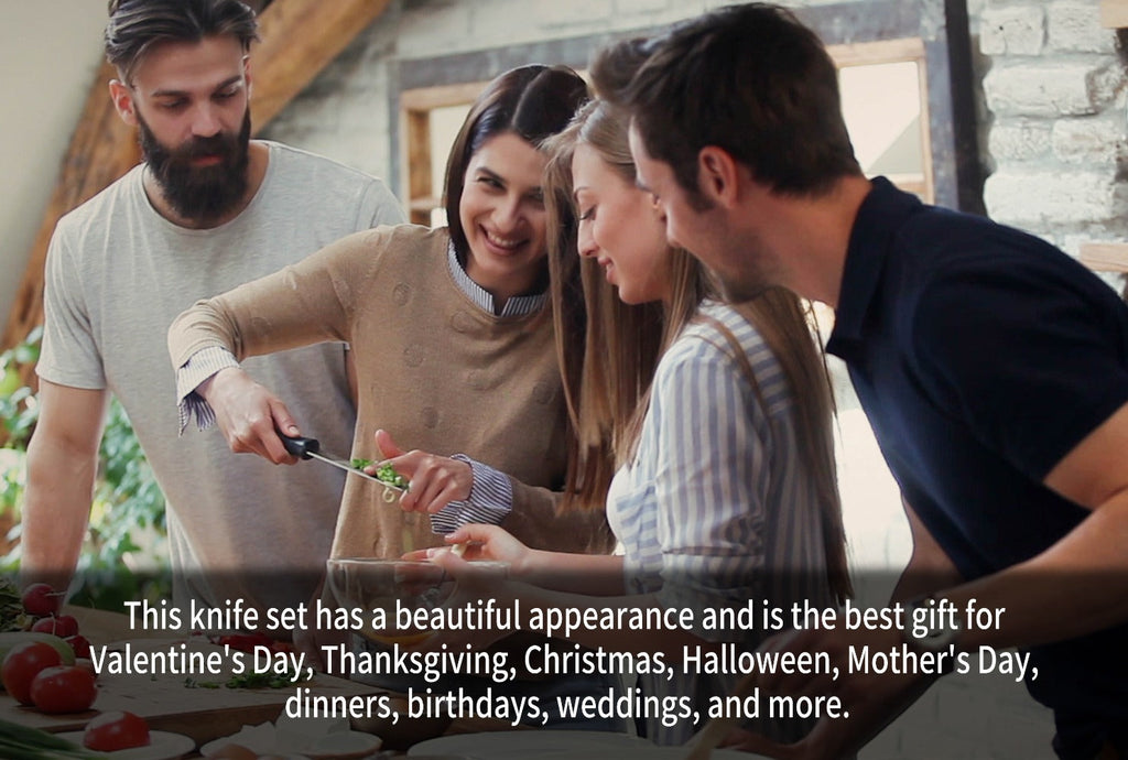 Stainless Steel Kitchen Knife Set Chef Knife Damascus Black Knife Block