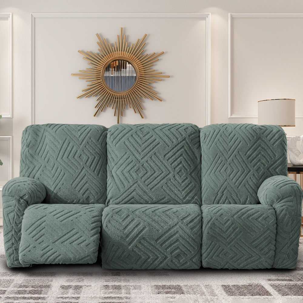Stretch 3 Seat Sofa Slipcover Elastic Spandex Couch Cover with Pocket Anti-Slip Jacquard Knit Washable Solid Color Sofa Protector for Living Room Office Pet Friendly