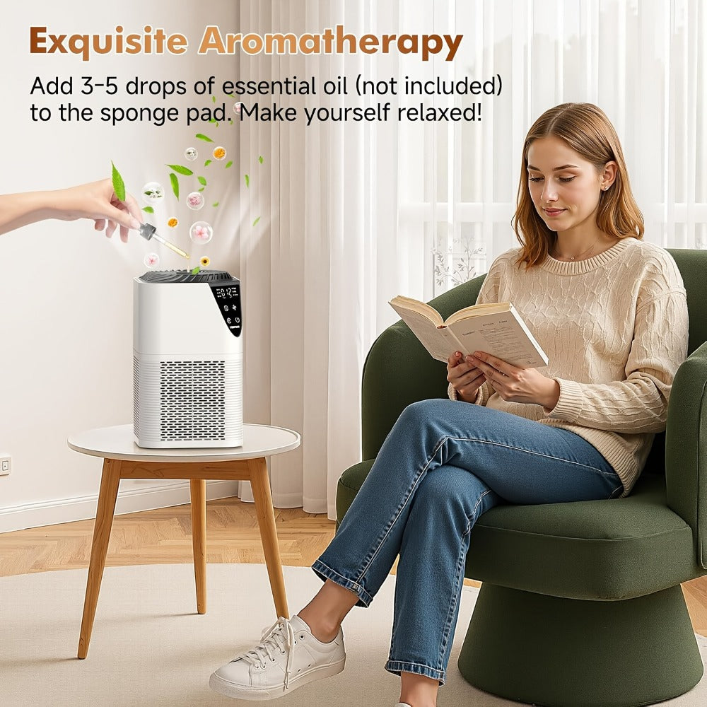 Air Purifier H13 True HEPA Filter for Large Room - Aromatherapy Diffuser, 1076 Sq Ft Coverage, 25dB Ultra Quiet, Removes 99.97% Odors Dust Smoke, Bedroom Kitchen Living Room, Energy Saving Night Light