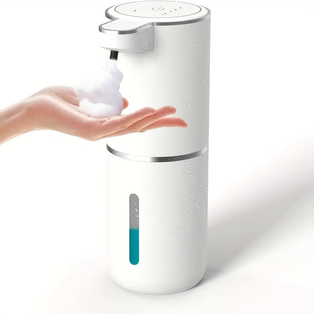 Automatic Foam Soap Dispenser Wall Mount Touchless 400ml USB Rechargeable IPX5 Waterproof 4 Adjustable Levels Sensor Soap Pump for Bathroom Kitchen Sink Office Hotel